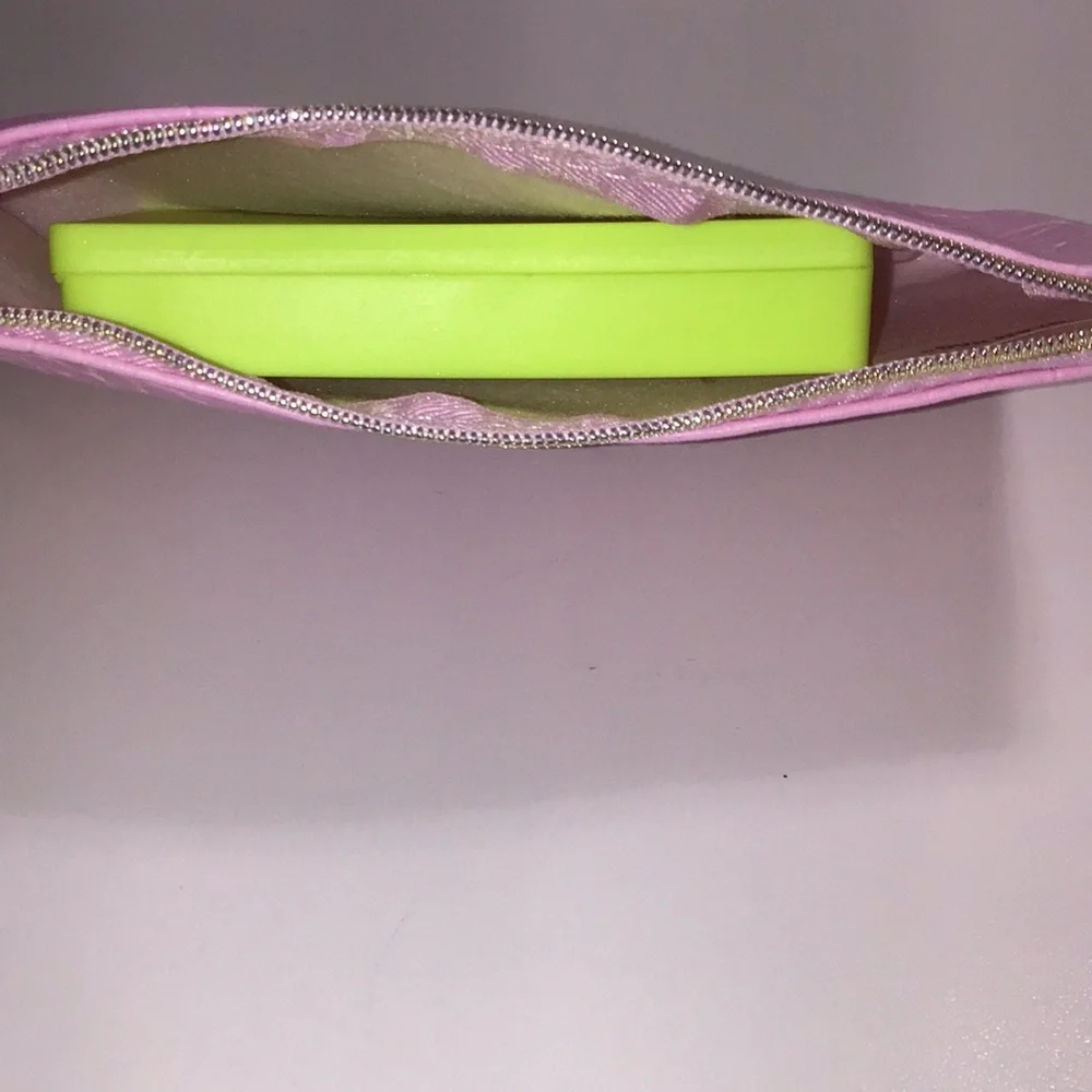 Pink Croc-Embossed Ipsy bag and 5 travel sized makeup brush set NEW